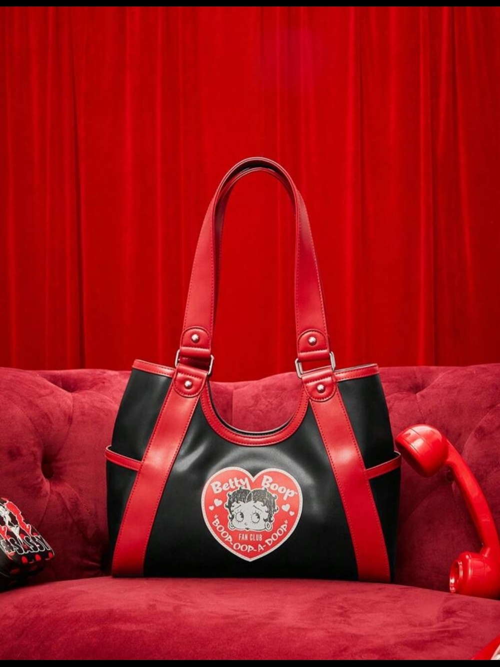 Betty Boop Black and Red Tote with Heart Logo